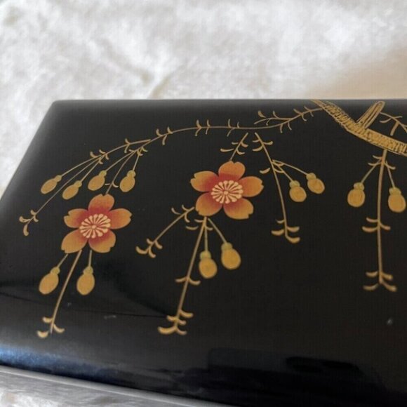 Vintage Black Music Jewelry Box Sone Ware Orgel Tokyo Japan Floral - Picture 2 of 8